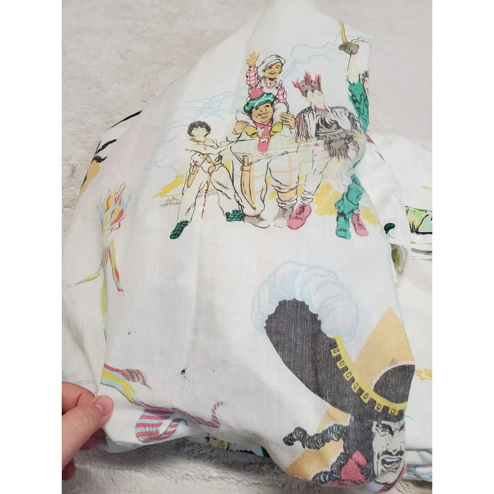 Vintage Hook Movie Peter Pan Tinkerbell Retro Twin Bedding Flat Fitted Sheet Set
